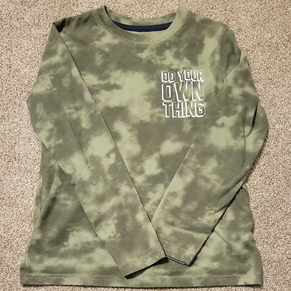 Kids Long Sleeve Green Tie-Dye Shirt